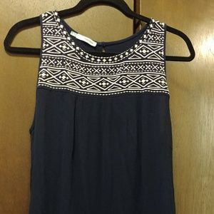 Navy with White Embroidery at Neckline